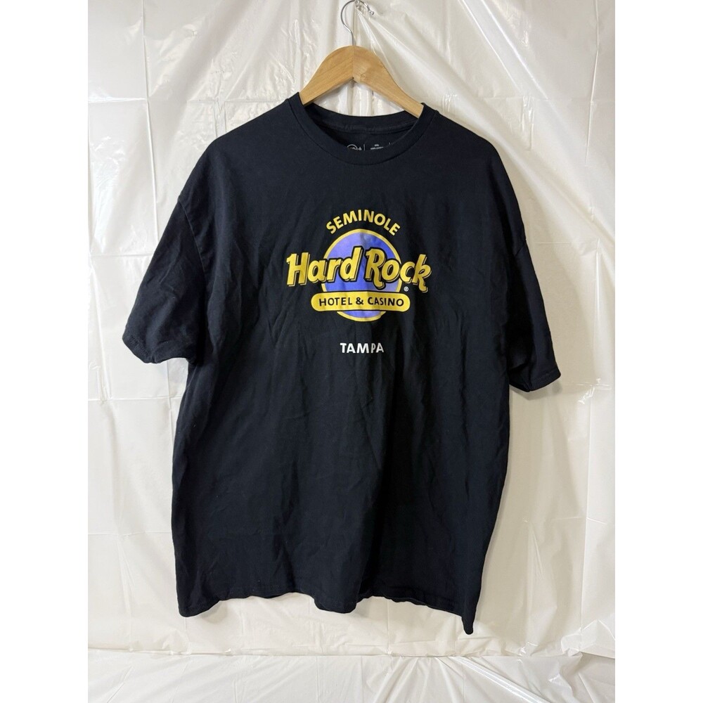 Hard Rock Cafe Seminole Hotel Casino Tampa Black Graphic T Shirt Men’s XXL Unity